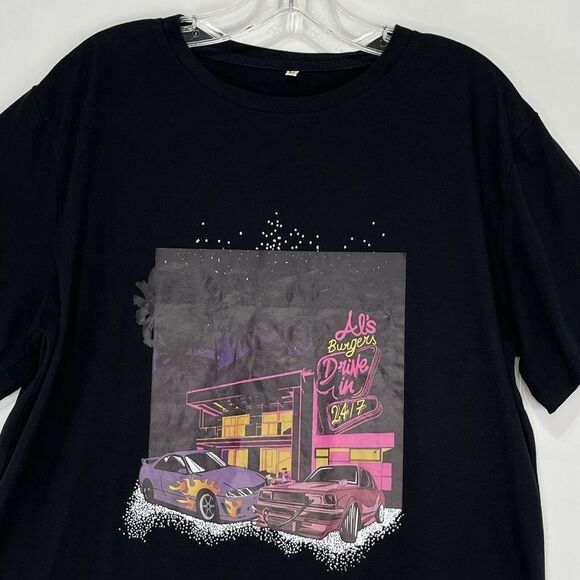 Mens Vintage T shirt Medium Style Al’s Burgers Drive In 24/7 - Picture 3 of 13